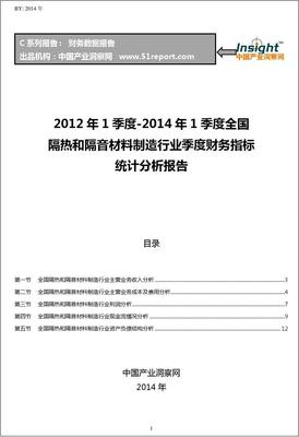 2012-2014年1季度全国隔热和隔音材料制造行业财务指标分析季报
